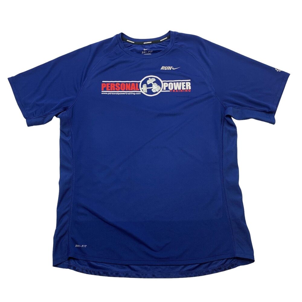 Nike Personal Power T Shirt Mens L Large Royal Blue Dri Fit Athletic Training